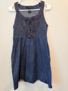 Calvin Klein Jeans Smocked Chambray Denim Tank Dress Petite Medium PM